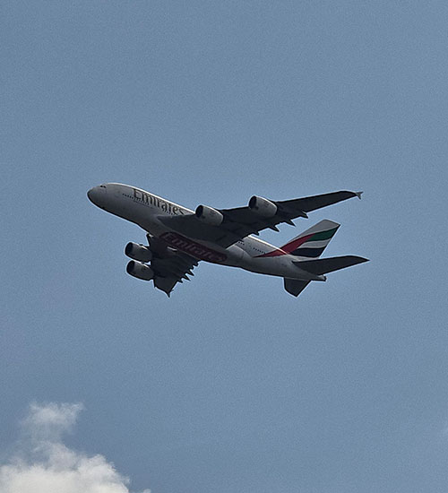 A380 aircraft on final approach into Manchester Airport