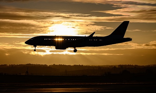 aircraft at sunset