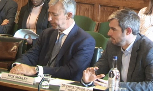 Chris Jones presenting evidence on a panel at the Environmental Audit Committee