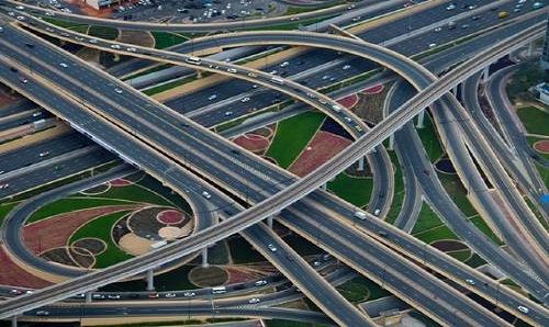 several motorway lanes